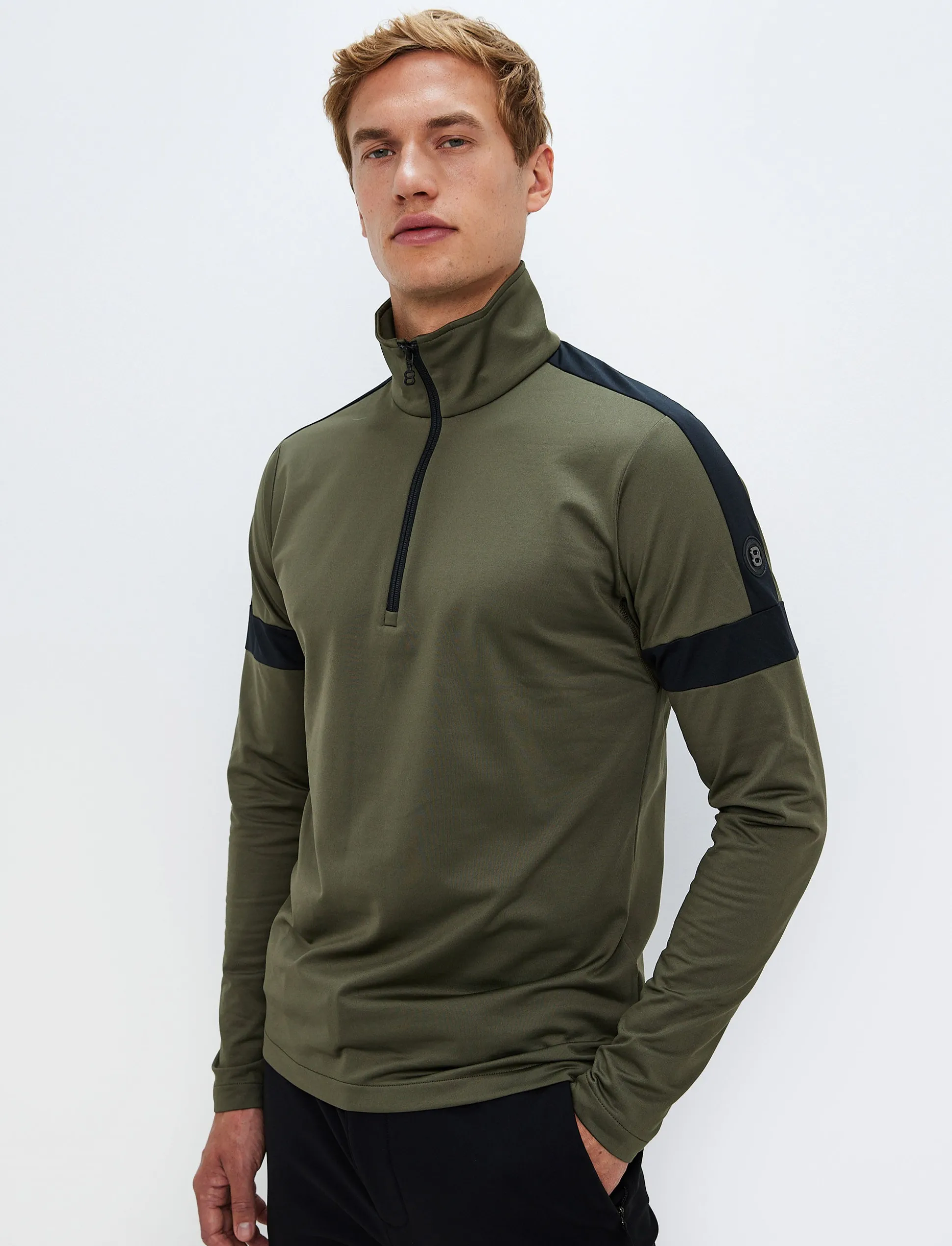 Dino 1/2 Zip Sweat - Army Green